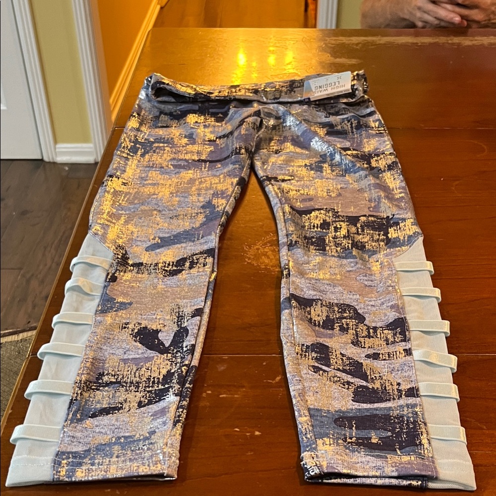 Justice Metallic Silver and Blue Leggings
